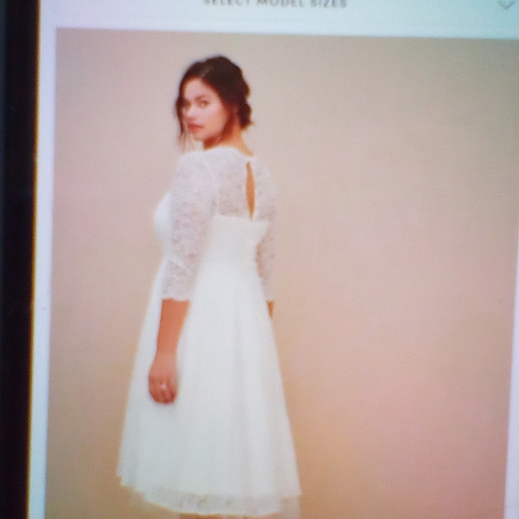 Ivory is lace midi illusion dress - Picture 3 of 6